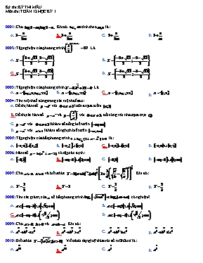 Đề thi học kì I - Môn thi Toán 12